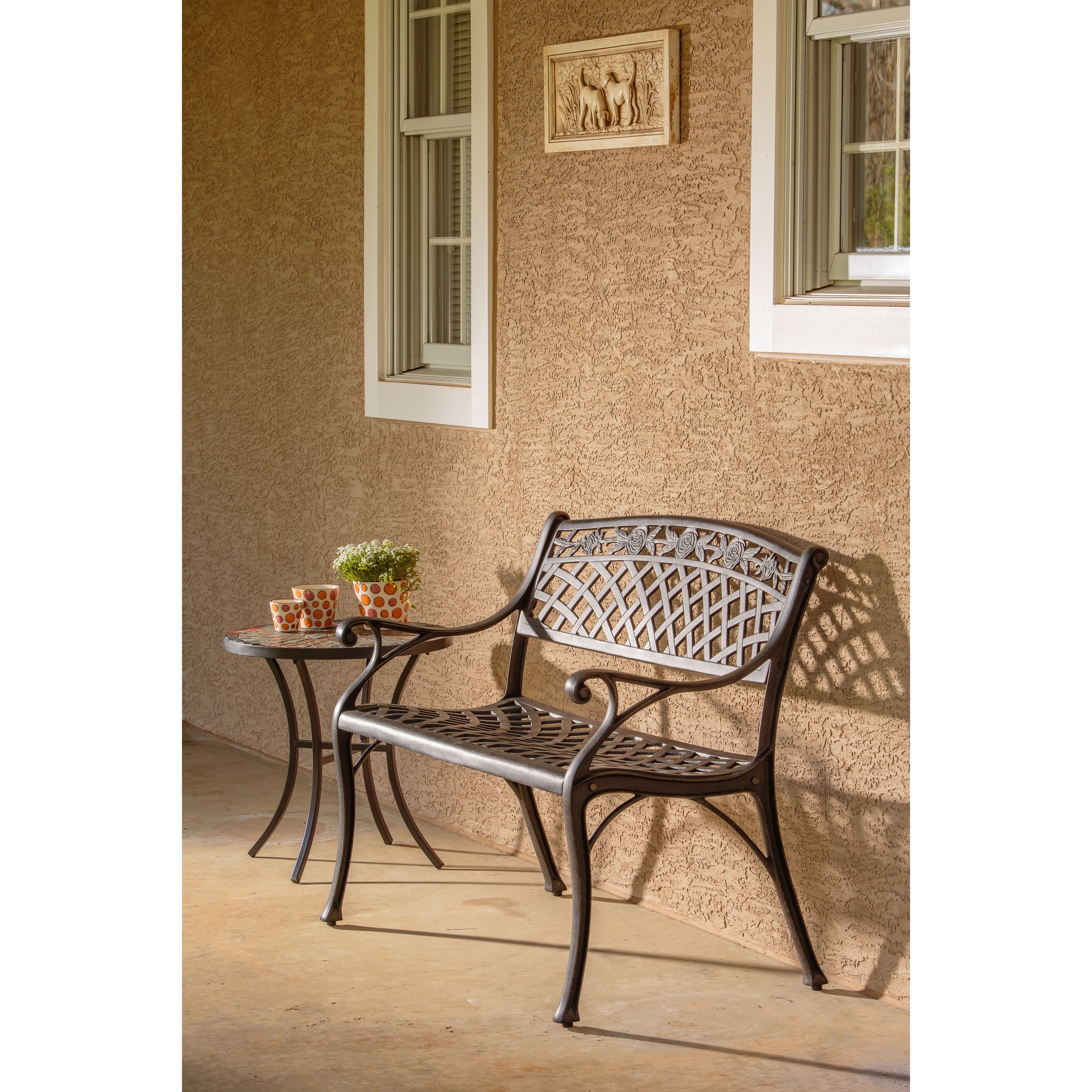 Shop Cinco Rosas Antique Fern Finish Cast Aluminum Outdoor Bench