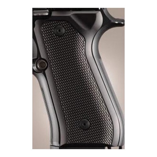Hogue Beretta 92 Grips Checkered Aluminum Brushed Gloss Black Anodized