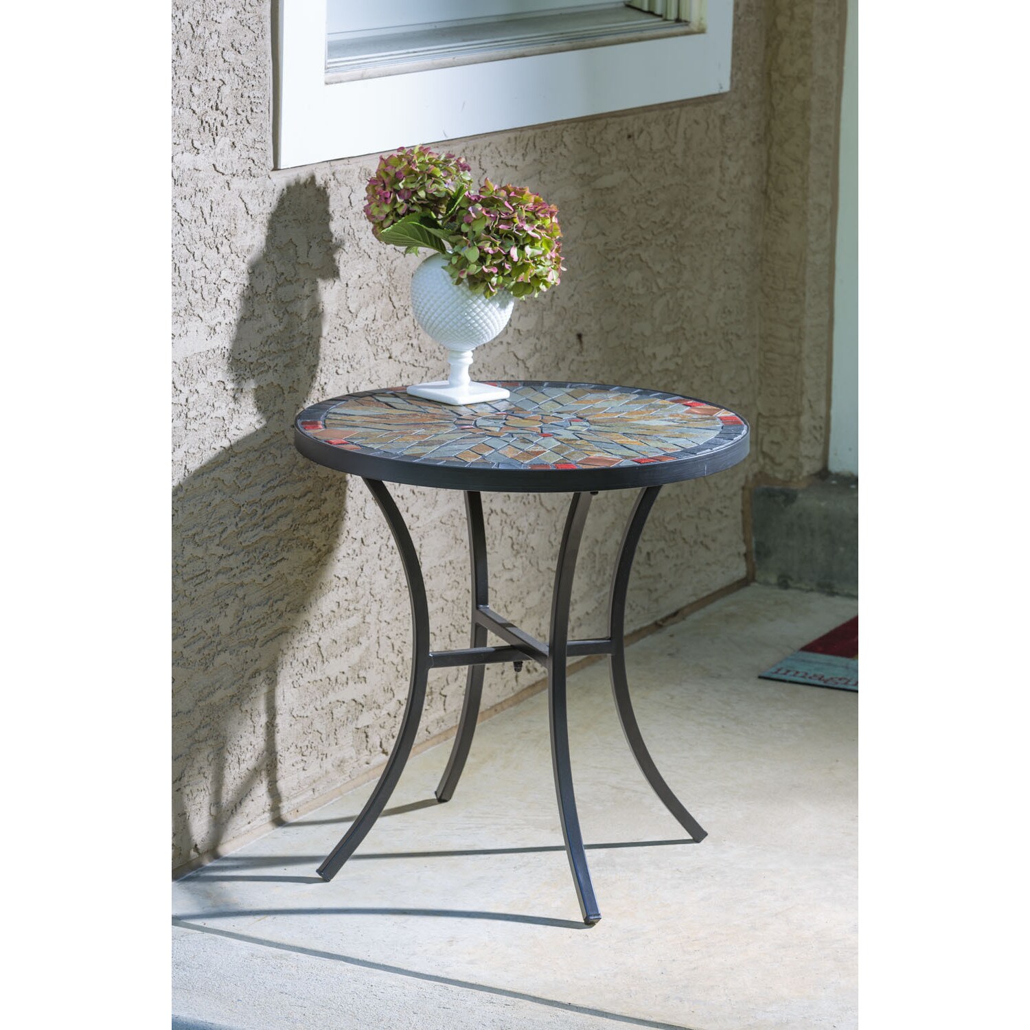 Sagrada Ceramic 20 Inch Round Mosaic Outdoor Side Table With Tile Image Is Loading Sagrada Ceramic 20 Inch Round Mosaic Outdoor Side