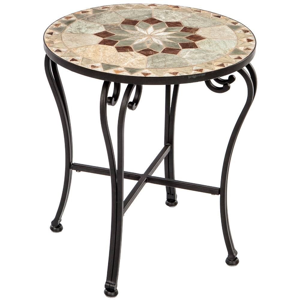 Notre Dame Marble Mosaic 20-inch Round Side Table