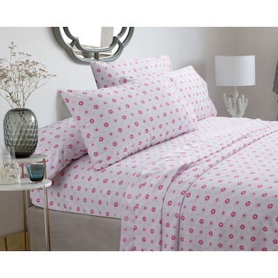 Taylor & Olive Sunfish Pastel Sheets Set - Pink floral, Deep Pockets
