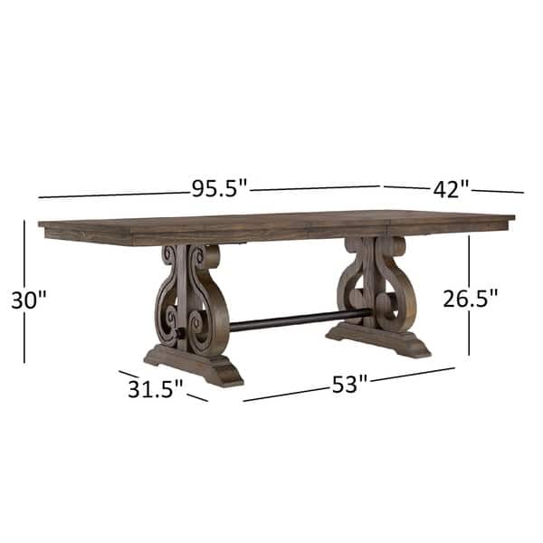 dimension image slide 1 of 3, Rowyn Wood Extendable Dining Table or Dining Set by iNSPIRE Q Artisan