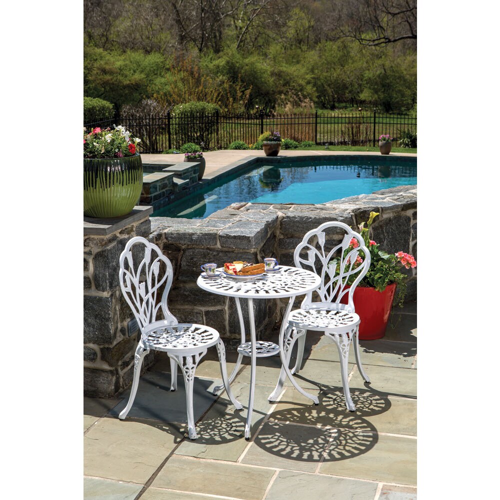 Shop Tulipano White Cast Aluminum Bistro Dining Set Set Of 3