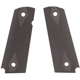 Hogue 1911 Government/Commander 3/16" Thin Grips Aluminum Checkered Matte Green Anodized