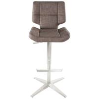 MIX Brushed Stainless Steel High-Back Adjustable Height Swivel Bar Stool With X Base
