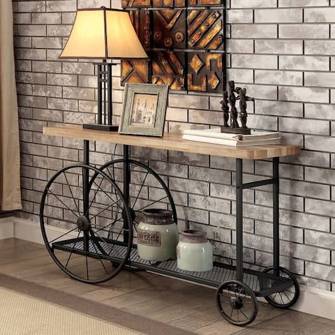 Furniture of America Sall Industrial Black Metal Wheeled Sofa Table