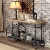 Galen Industrial Sand Black Wheeled Sofa Table by FOA