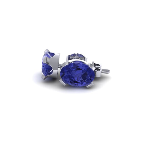 1 Tgw Oval Shape Tanzanite Stud Earrings In Sterling Silver Free 1 Tgw Oval Shape Tanzanite Stud Earrings In Sterling Silver