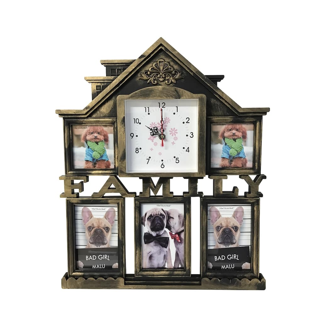 Family House Collage Clock Picture Frame
