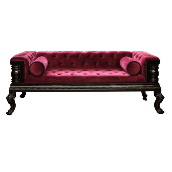 Gothic Inspired Tufted Red Velvet Sofa