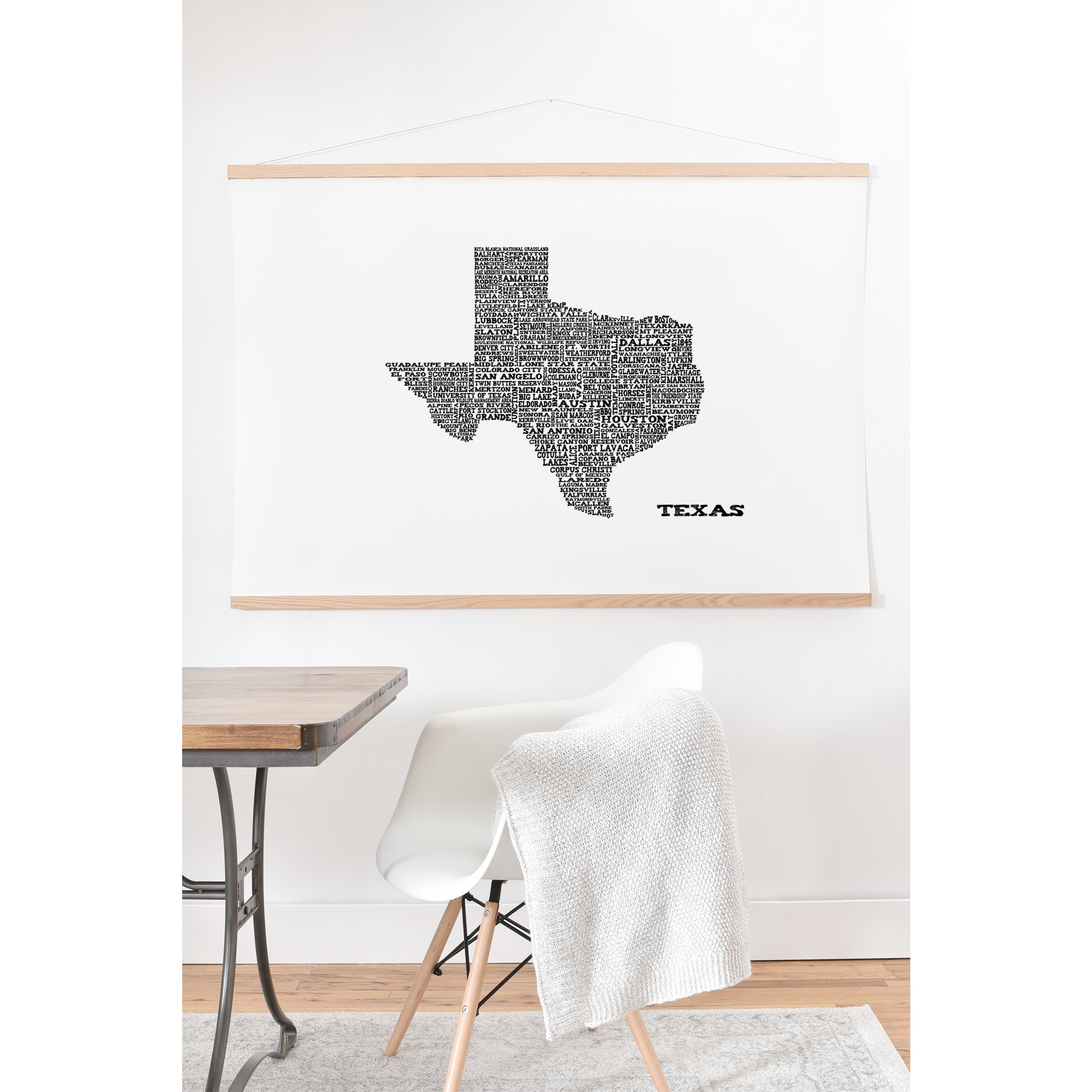 Restydui Designs Texas Map Art Print and Hanger Bed Bath