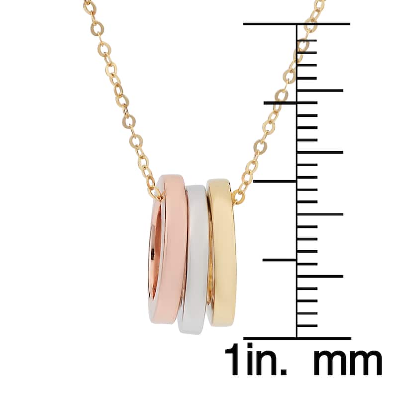 Fremada Italian 14k tricolor gold triple ring necklace (18 inches)