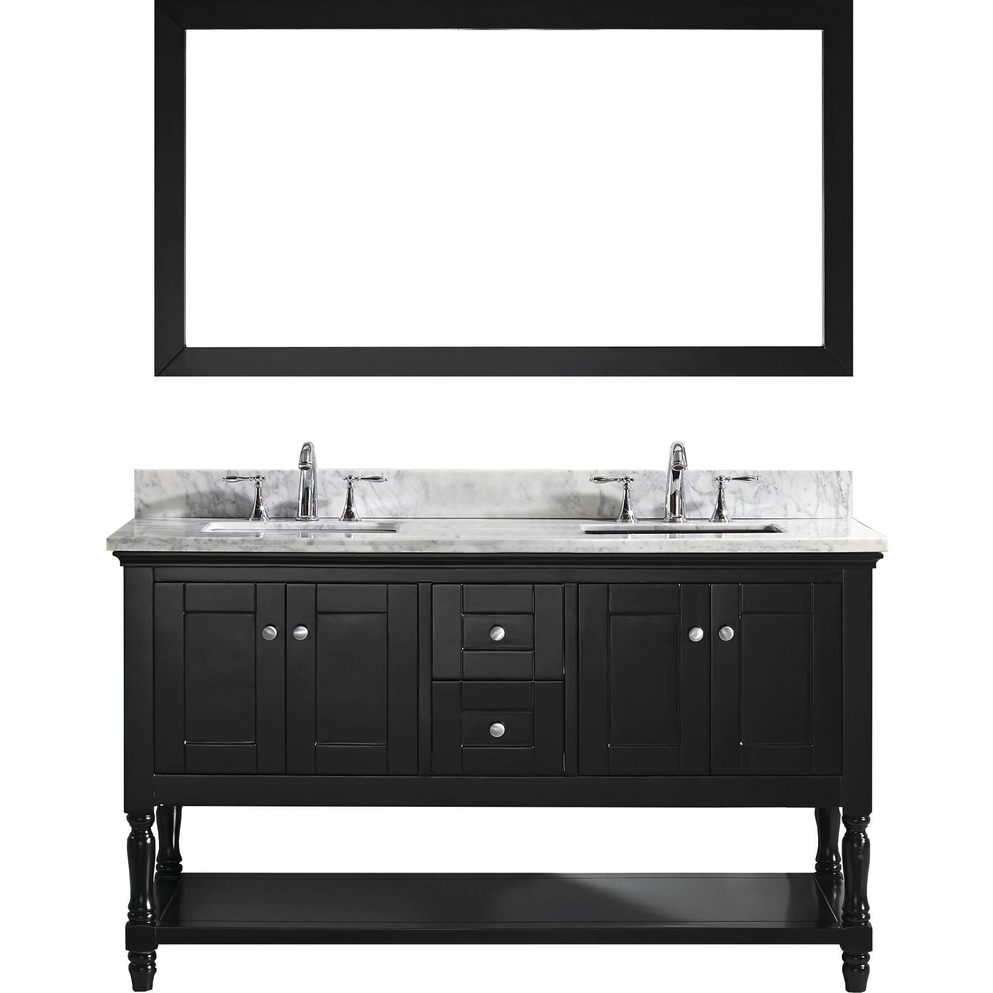 Julianna 60 Inch Single Vanity White Marble Top Sink Option Mirror Julianna 60 Inch Single Vanity White Marble Top