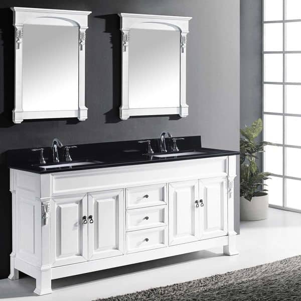 Huntshire 72 Inch Double Bathroom Vanity Set Black Granite Bathroom Vanity Set Black Granite