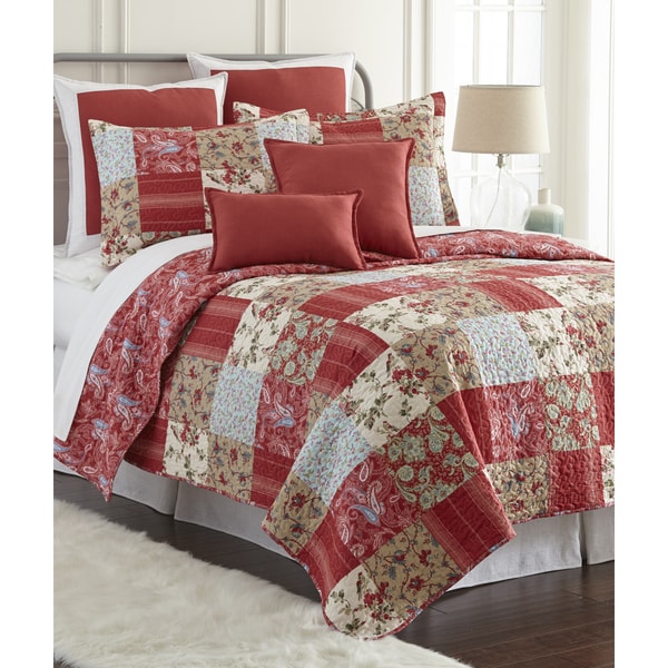 Sherry Kline Manhattan Red 3-piece Cotton Reversible Quilt Set
