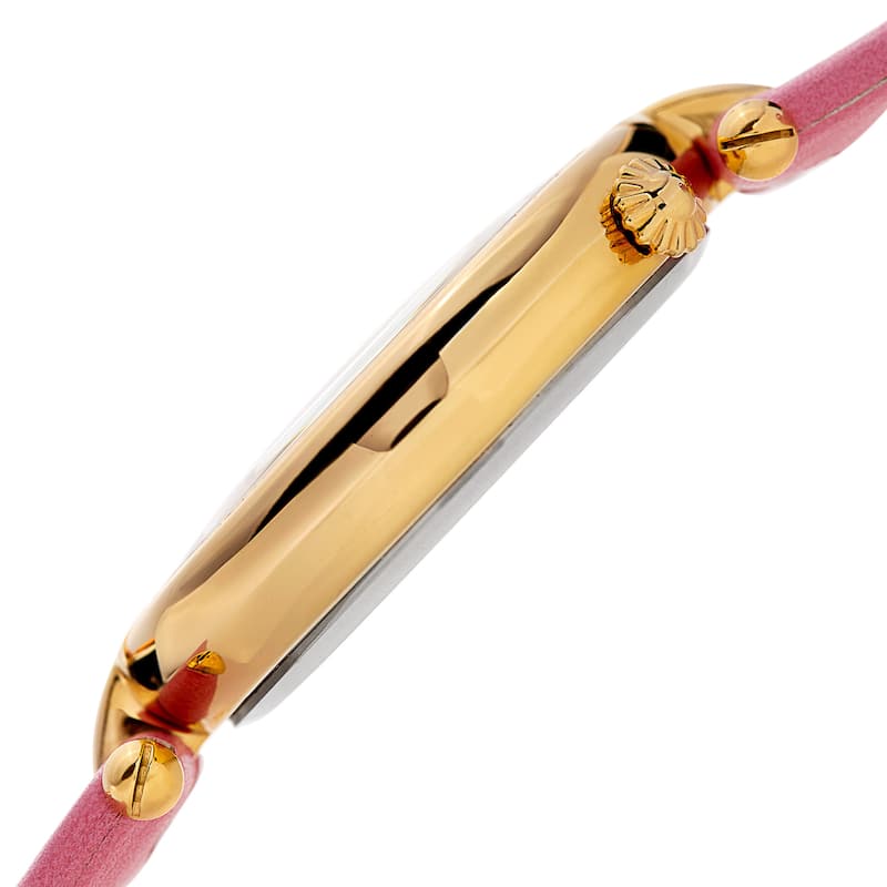 Burgi Women's Sparkling Diamond Crystal Gold-Tone/ Pink Leather Strap Watch