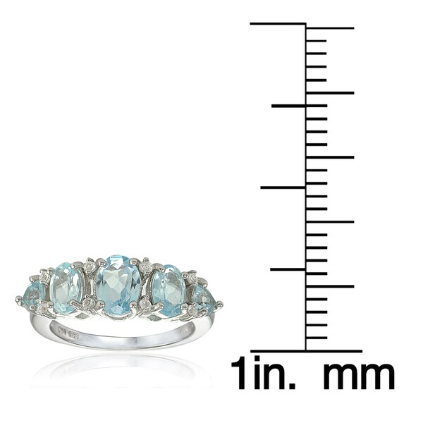 Glitzy Rocks Sterling Silver Blue and White Topaz 5-stone Ring