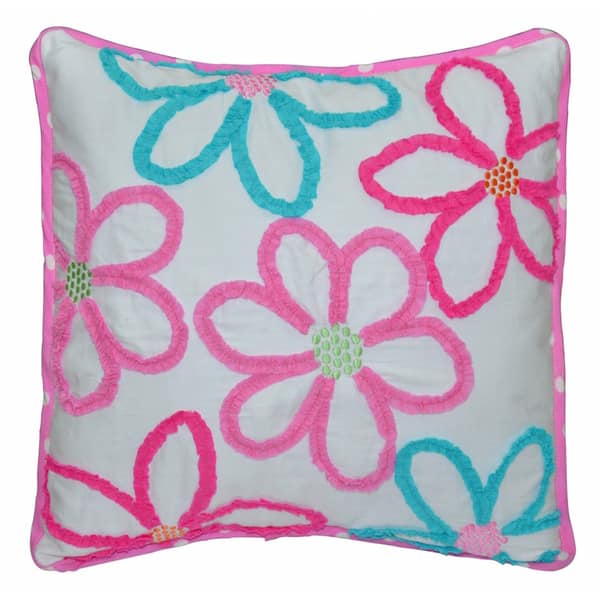 Mariah Floral Decorative Pink Blue 18-inch Square Throw Pillow
