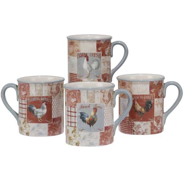 House 2 Home, 4 Pc 11oz Ceramic Coffee Mug Set 