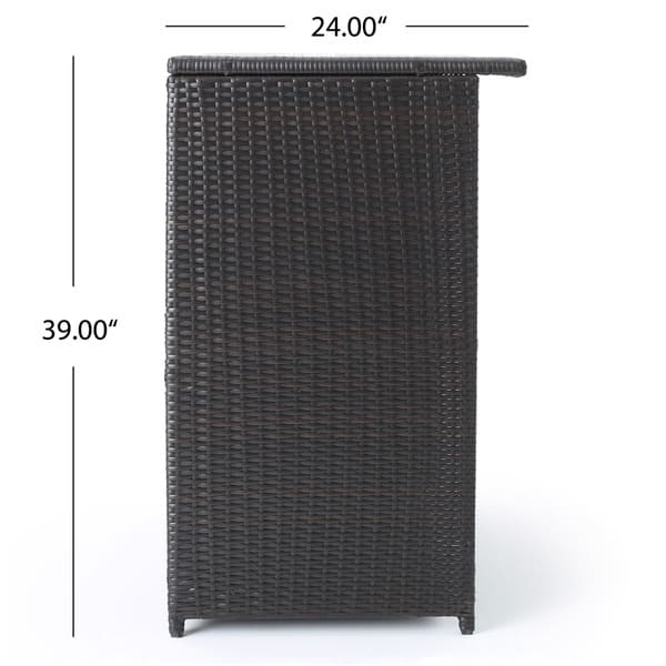 dimension image slide 2 of 3, Toranto Outdoor Multibrown Wicker Bar Island Set by Christopher Knight Home