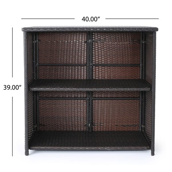 dimension image slide 1 of 3, Toranto Outdoor Multibrown Wicker Bar Island Set by Christopher Knight Home