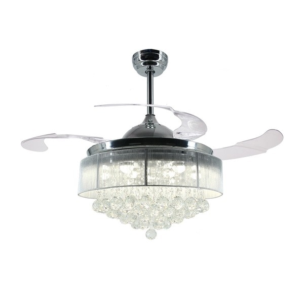 42-inch Retractable LED Blades Fandelier Chrome Ceiling Fan