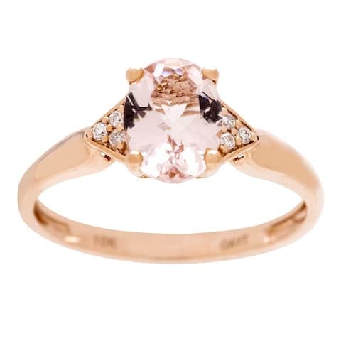 Anika and August 10k Rose Gold Morganite and Diamond Accent Ring