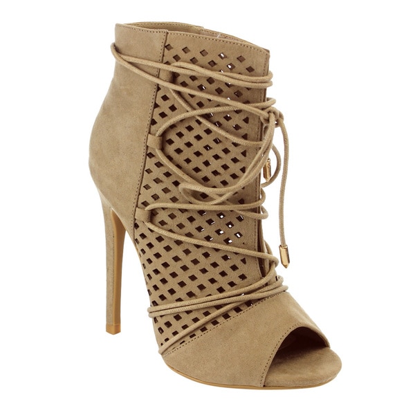 M&L EG35 Women's Laser Cut Out Lace Wrap Stiletto Heel Dress Ankle Booties M&L EG35 Women's Laser Cut Out Lace Wrap Stiletto Heel Dress Ankle Booties