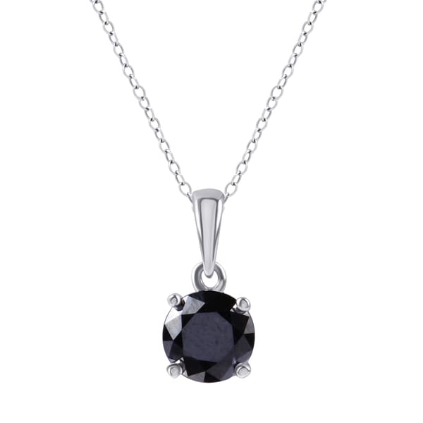 Divina Sterling Silver 1/2ct TDW Black Diamond Solitaire Pendant