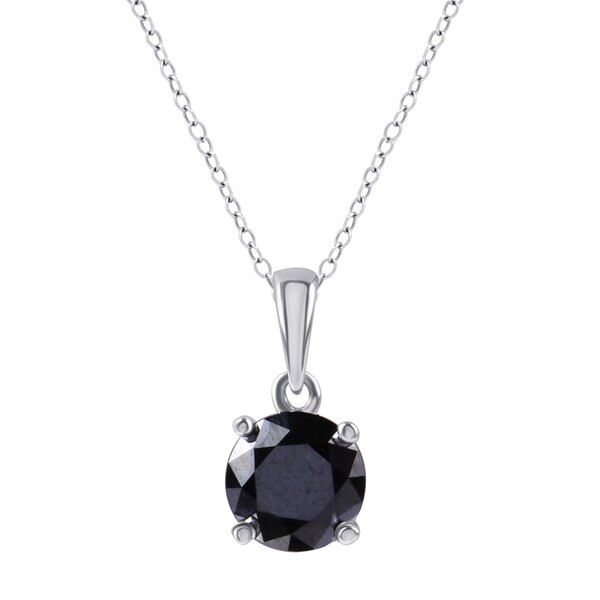 Divina Sterling Silver 1 1/2ct TDW Black Diamond Solitaire Pendant.