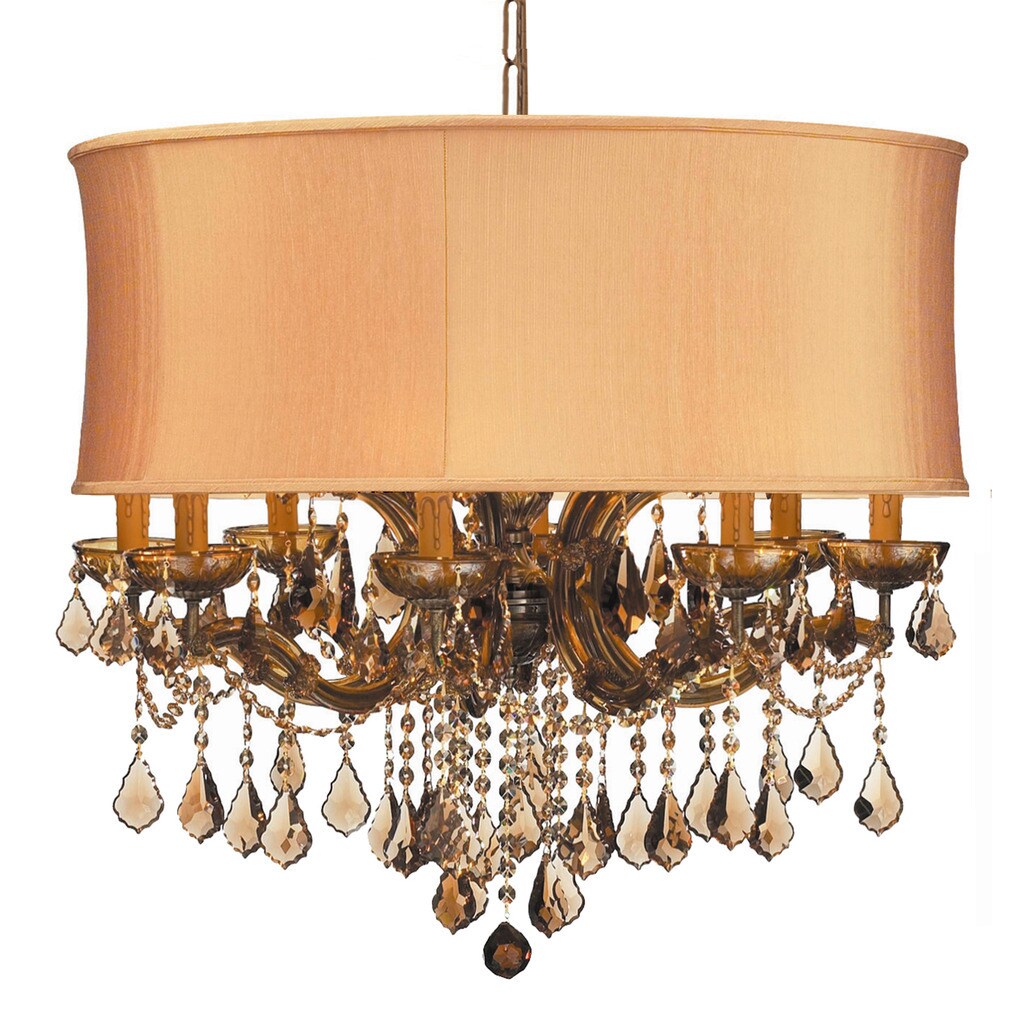 Crystorama Brentwood Collection 12-light Antique Brass/Golden Teak Crystal Chandelier - Gold - Chandeliers For Bedrooms by Overstock.com