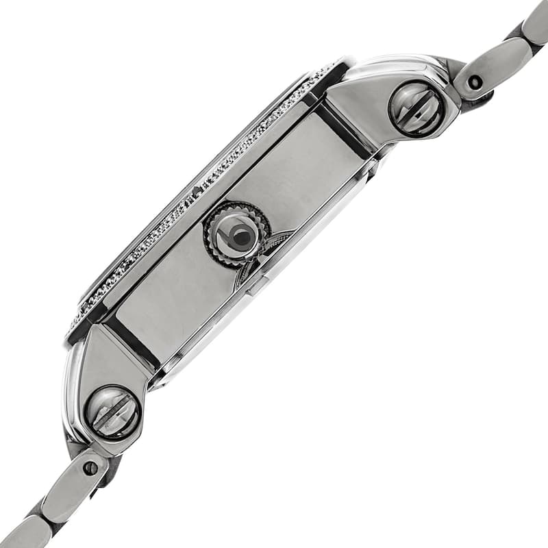 Burgi Women's Diamond Crystal Stainless Steel Purple/ Silver-Tone Bracelet Watch