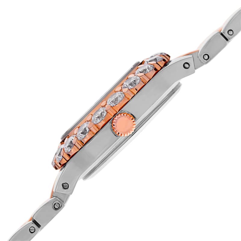 Burgi Women's Classic Crystal White/Two-Tone Bracelet Watch