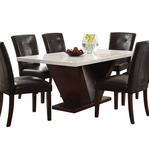 Acme Furniture Forbes White Marble And Walnut Dining Table Acme Furniture Forbes White Marble And Walnut Dining Table