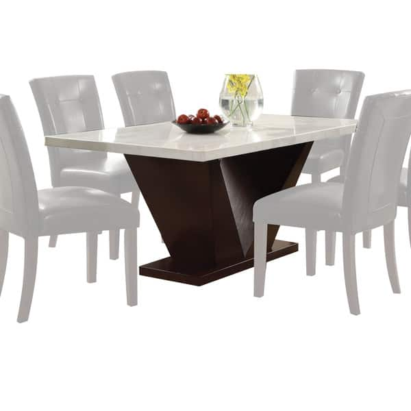 Acme Furniture Forbes White Marble and Walnut Dining Table - Bed Bath ...