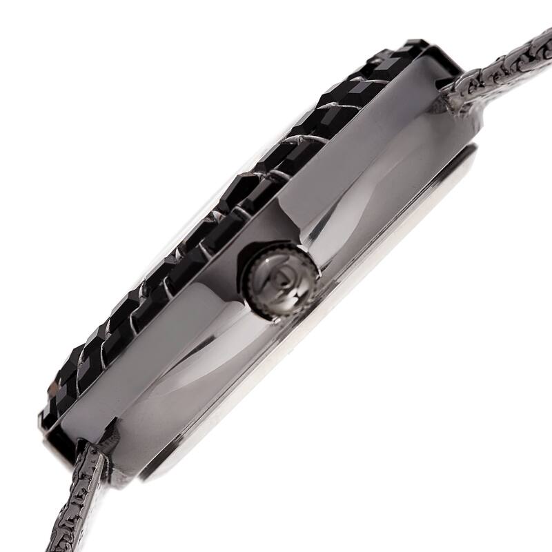 Burgi Women's Emerald-Cut & Floating Crystals Black Brass Bracelet Watch