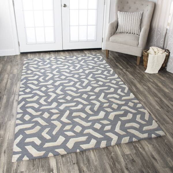 Hand Tufted Caterine Off White Wool Geometric Area Rug 2 X Hand Tufted Caterine Off White Wool