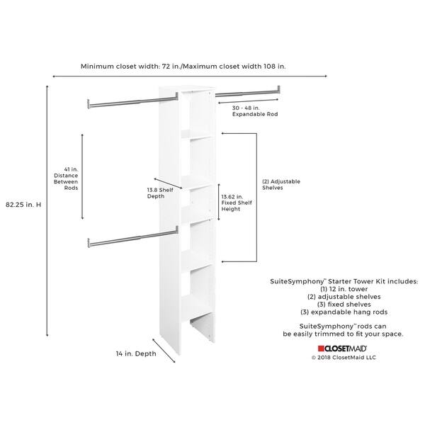 Shop Closetmaid Suitesymphony 12 Inch Wide Closet Tower Kit Free