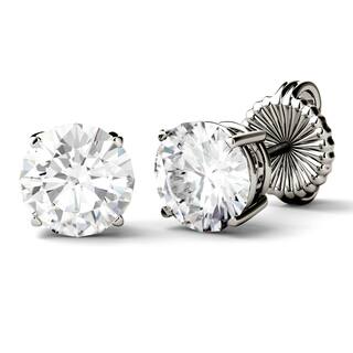 Moissanite Earrings For Less Charles Colvard 14k White Gold 3 7 8ct Dew Round Forever One Colorless Moissanite