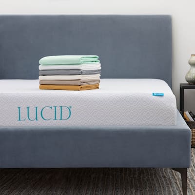 LUCID 10-inch Queen-size Gel Memory Foam Mattress with Tencel Sheet Set