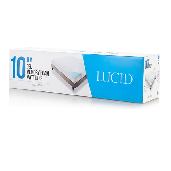 LUCID 10-inch Queen-size Gel Memory Foam Mattress with Tencel Sheet Set -  Bed Bath & Beyond - 14414184