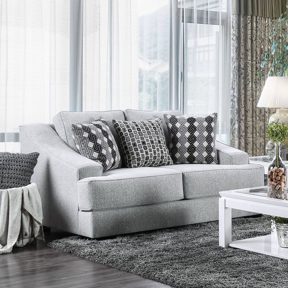 Furniture of America Hese Contemporary Grey Fabric Padded Loveseat