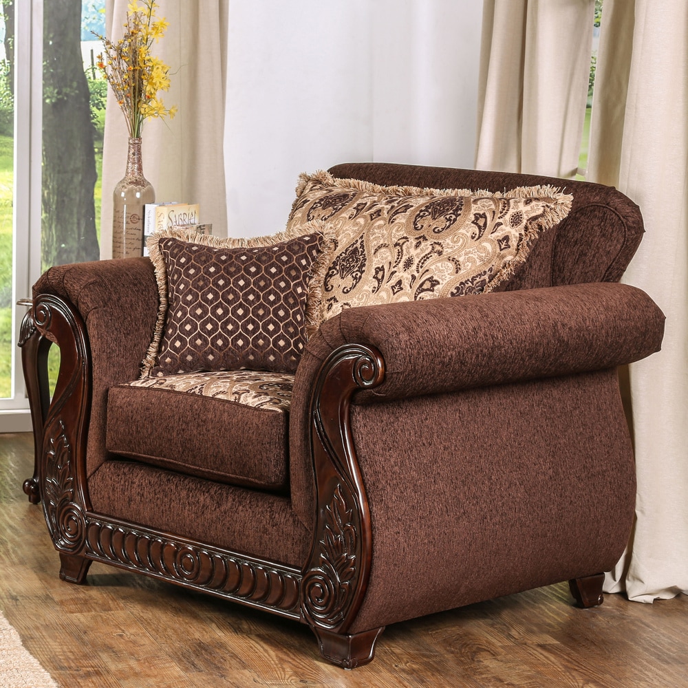 Furniture of America Fova Traditional Fabric Upholstered Armchair