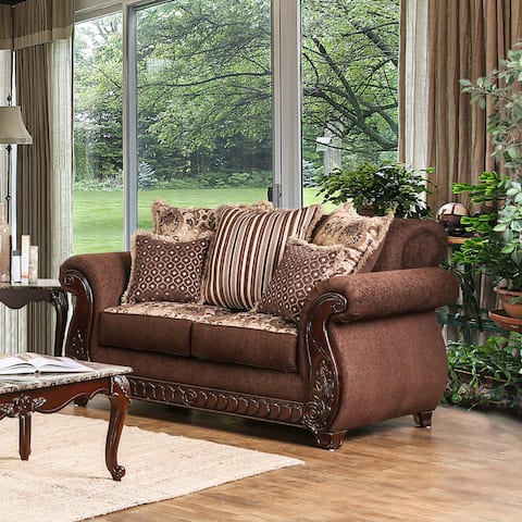 Furniture of America Fova Traditional Fabric Upholstered Loveseat