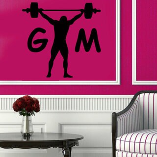 WEIGHTS GYM BODYBUILDER KEEP FIT EXERCISE WALL ART DECAL VINYL SHOP STICKER ROOM 