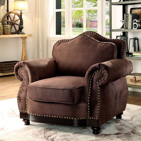 Garland Traditional Brown Camelback Nailhead Chair By FOA 30eb37c5 Ab64 43fb 97da 96d30d71c354 600 