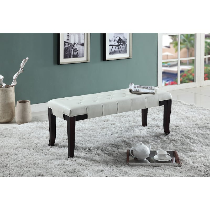 Copper Grove Bloodroot Linon Tufted Ottoman Bench - White