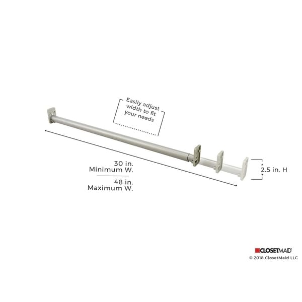 ClosetMaid Selectives 30 in. - 48 in. White Adjustable Teardrop Closet Rod 7042 - The Home Depot