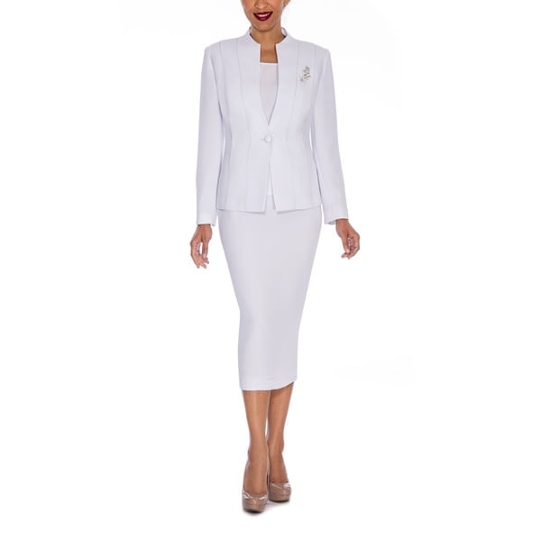 Giovanna Signature Women's Washable Piping Detail 3-piece Skirt Suit ...