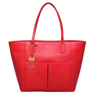 Shop Ralph Lauren Red Leather Newbury Pocket Tote Bag Handbag - Free ...
